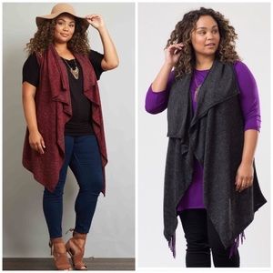 Handkerchief high-low sweater knit vest black